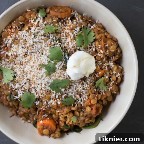 Green Lentils with Toasted Coconut and Garam Masala | Healthy Vegetarian Recipe