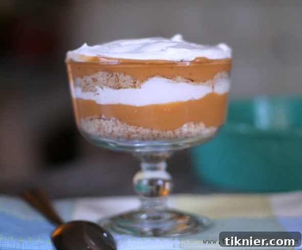 Close-up of an individual Butterscotch Pudding Trifle dessert