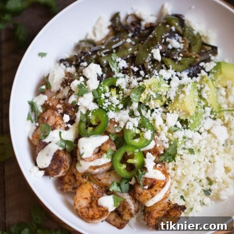 Shrimp Fajita Bowls with Cilantro Lime Cauliflower Rice