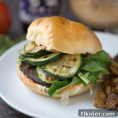 Blackened Portobello Burger (dairy free + vegetarian)