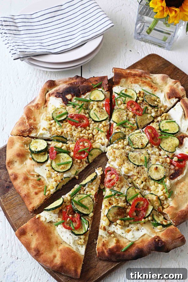 Ricotta Summer Vegetable Pizza - A fresh vegetarian pizza