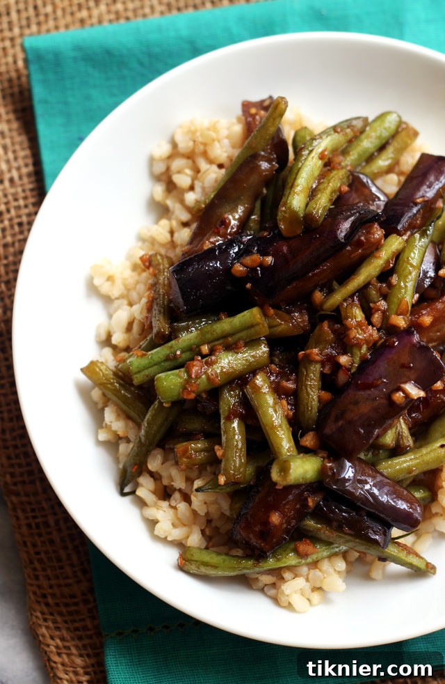 Szechuan Spicy Garlic Eggplant Stir Fry - Bold vegan flavors