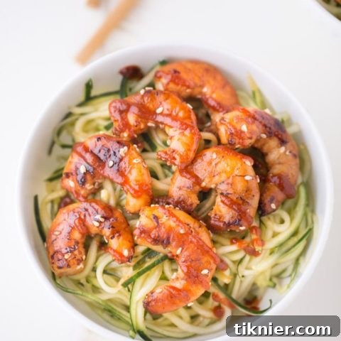 Cucumber Noodle Bowls with Sesame Shrimp - A healthy and flavorful grain-free meal.
