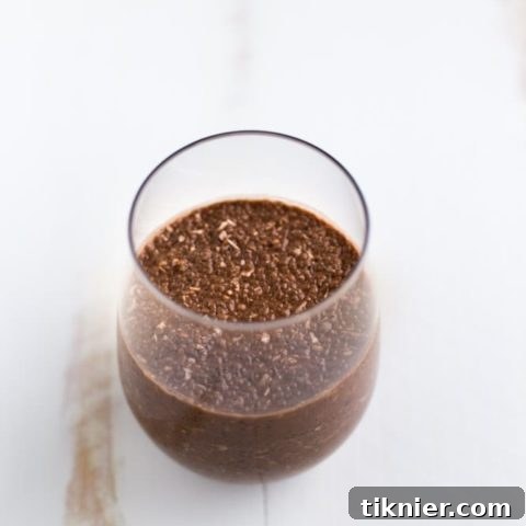 Delicious Chocolate Coconut Chia Pudding, an easy dairy-free recipe for a healthy breakfast or dessert.