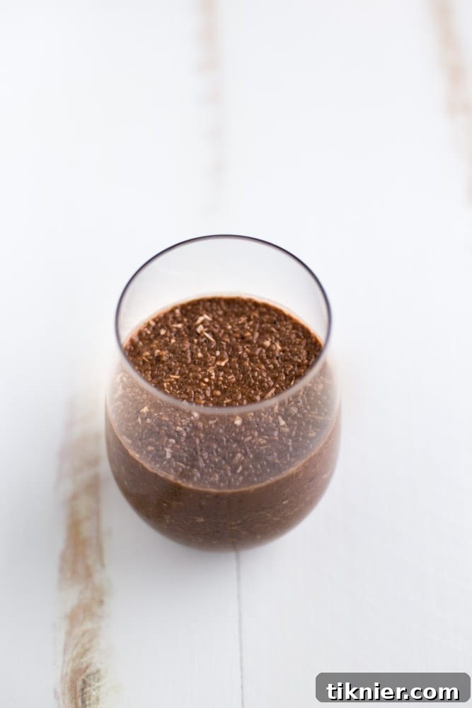 Pin this delicious and healthy Chocolate Coconut Chia Pudding recipe for later!