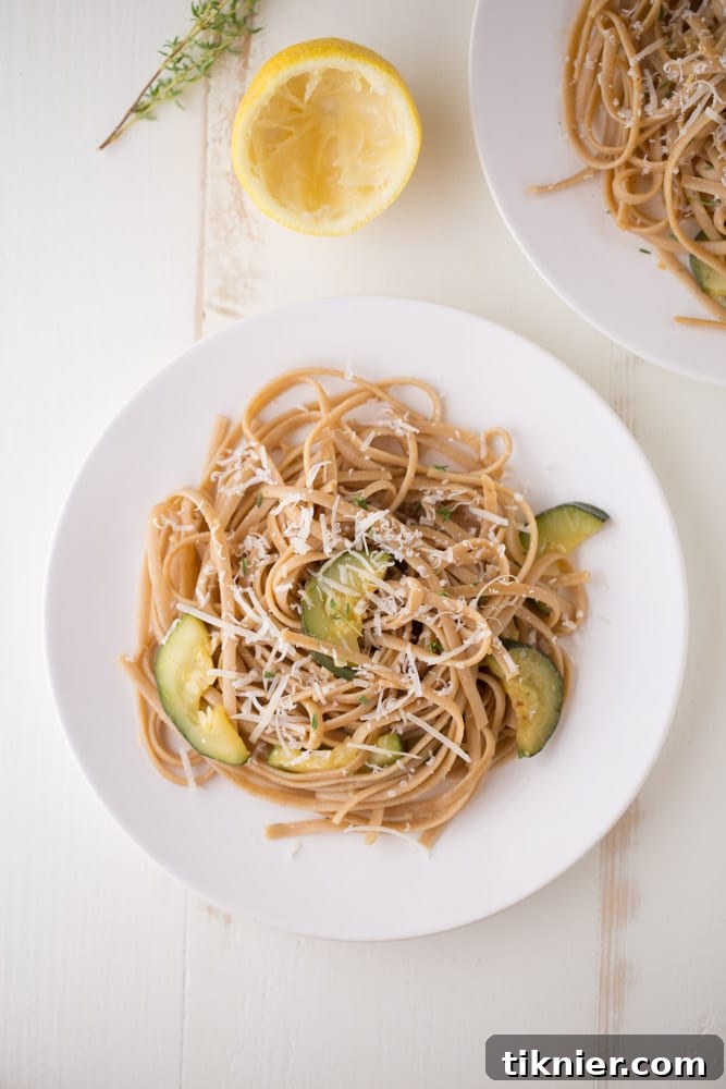 Lemon Zucchini Pasta with fresh thyme