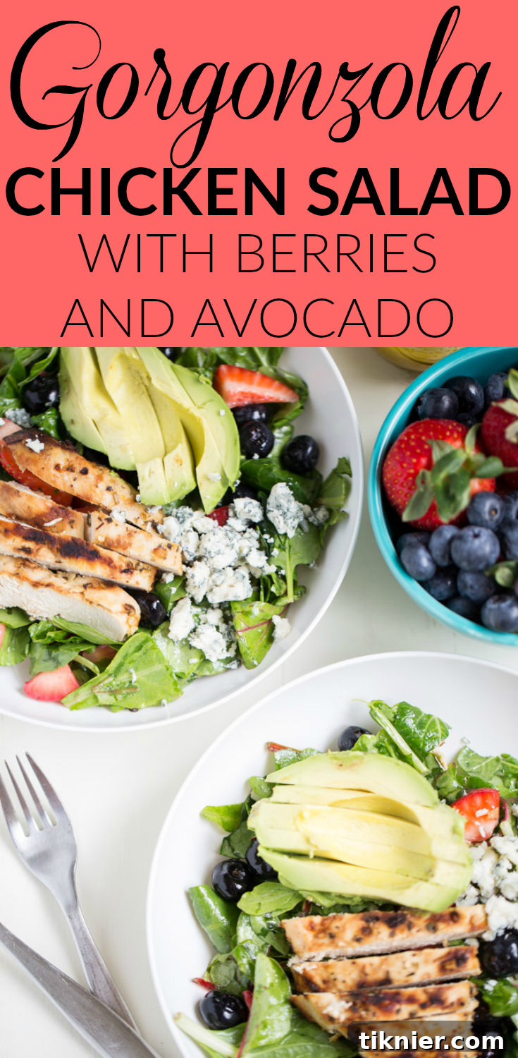 Gorgonzola Chicken Salad with Berries and Avocado