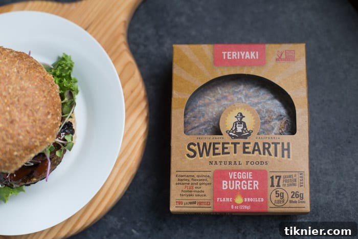 Close-up of a Teriyaki Veggie Burger patty before cooking