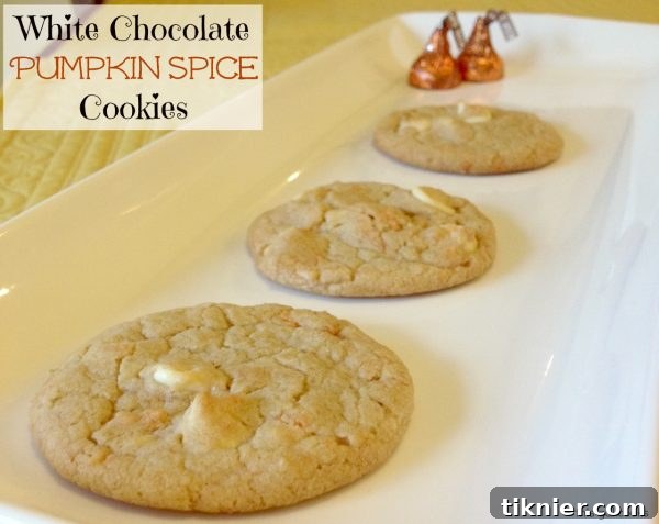 8 Cozy Pumpkin Desserts for Fall 4 White Chocolate Pumpkin Spice Cookies - Soft, chewy cookies with white chocolate chunks