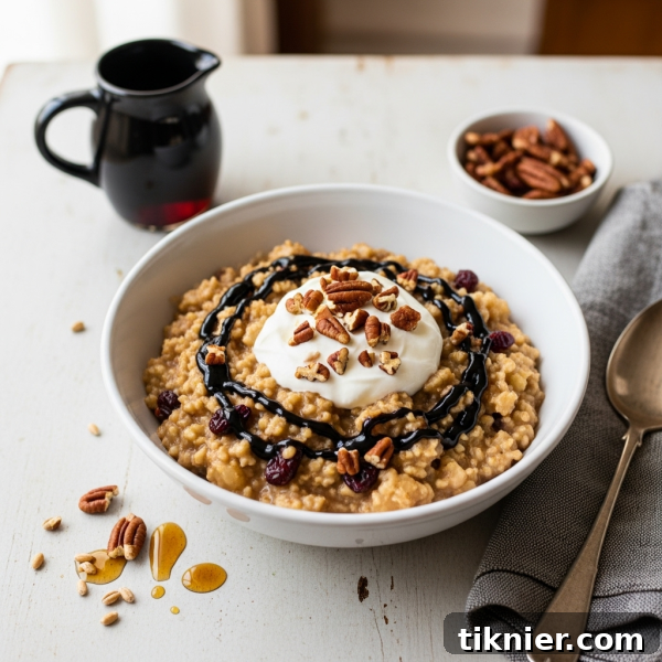 Warm Spiced Apple Cranberry Einkorn Porridge, a nutrient-dense and hands-off breakfast