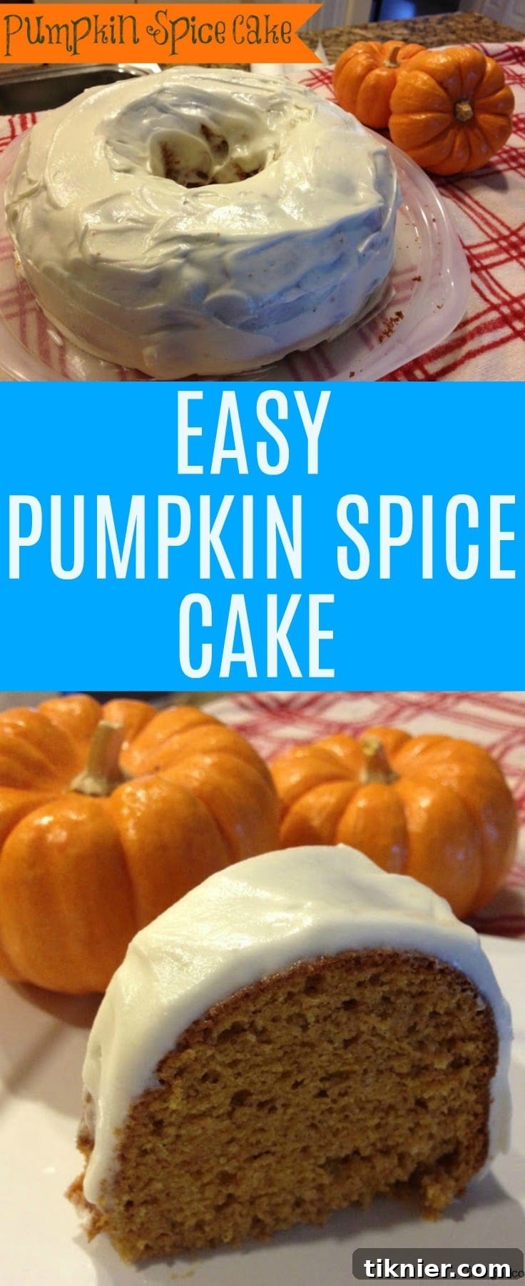 A large, beautifully photographed easy pumpkin spice cake with cream cheese frosting, perfect for sharing.