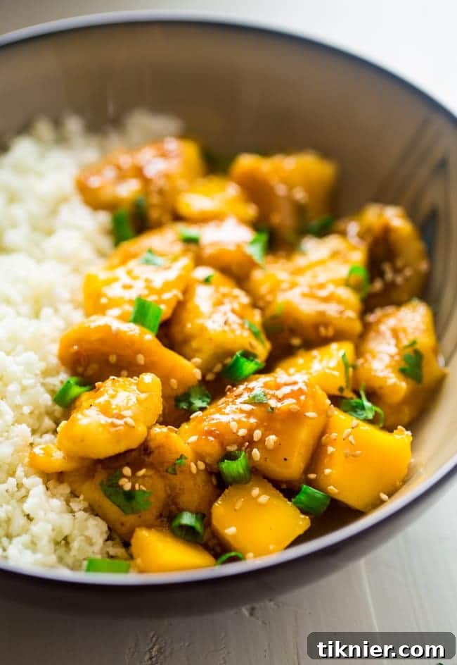 Mango Chicken with Coconut Cauliflower Rice by Food Faith Fitness
