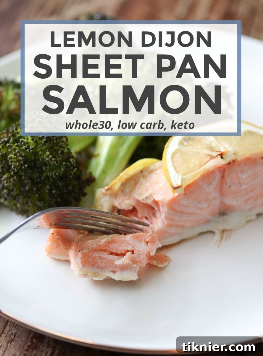 Lemon Dijon Sheet Pan Salmon with Broccoli - An easy, healthy, low-carb dinner perfect for clean eating, keto, paleo, and Whole30 diets.