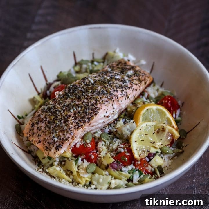 A Really Good Salmon Bowl that's full of healthy and flavorful ingredients.