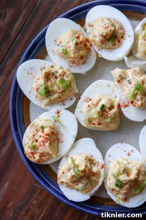 Spicy Southern Deviled Eggs with hot sauce and jalapeños