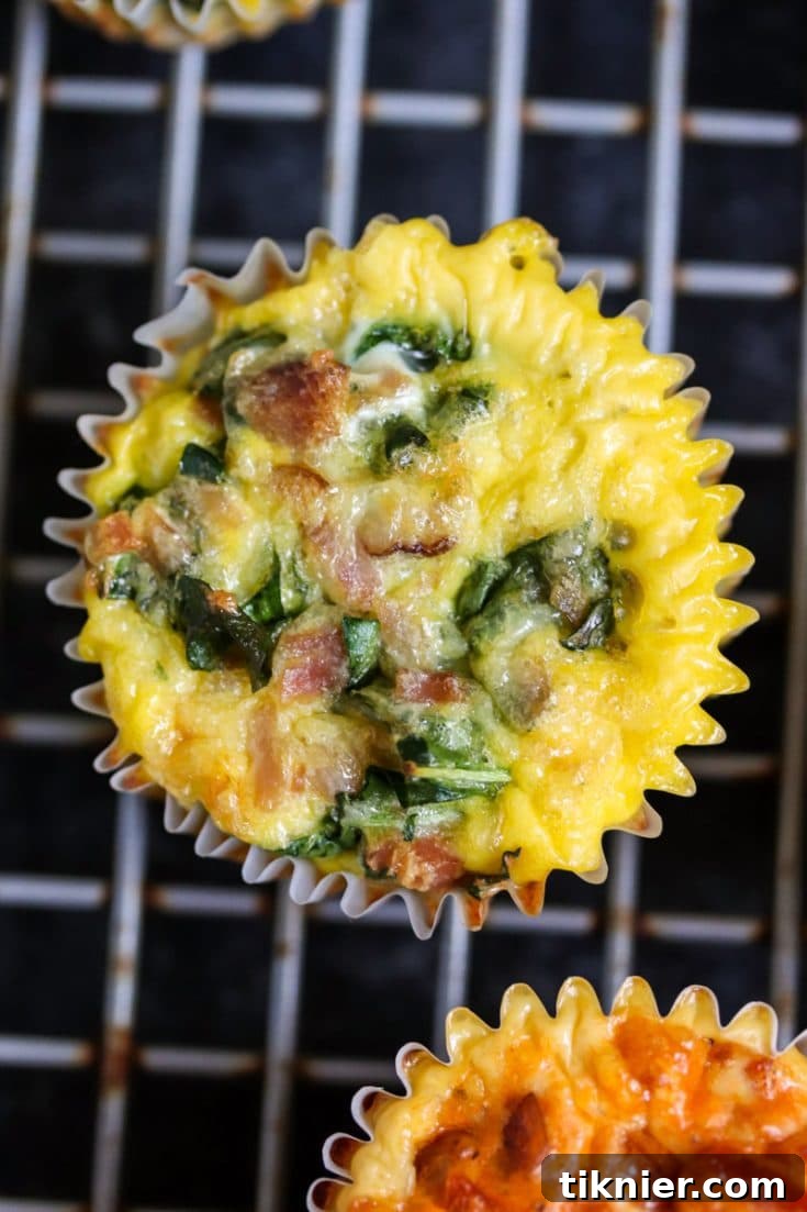 Pinterest pin image for Ham, Cheddar, and Kale Keto Egg Muffins