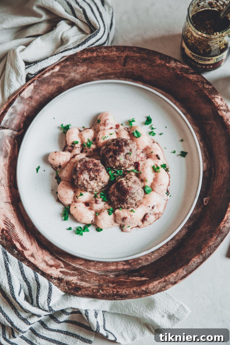 Delicious Baked Pesto Pork Meatballs with Creamy Gnocchi