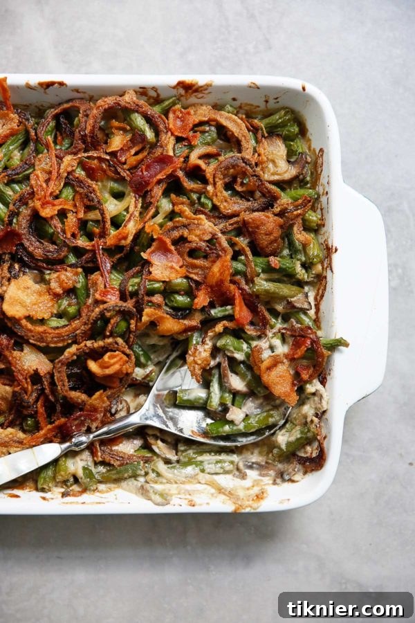 Dairy-Free Green Bean Casserole, a healthy and inclusive holiday side dish option.