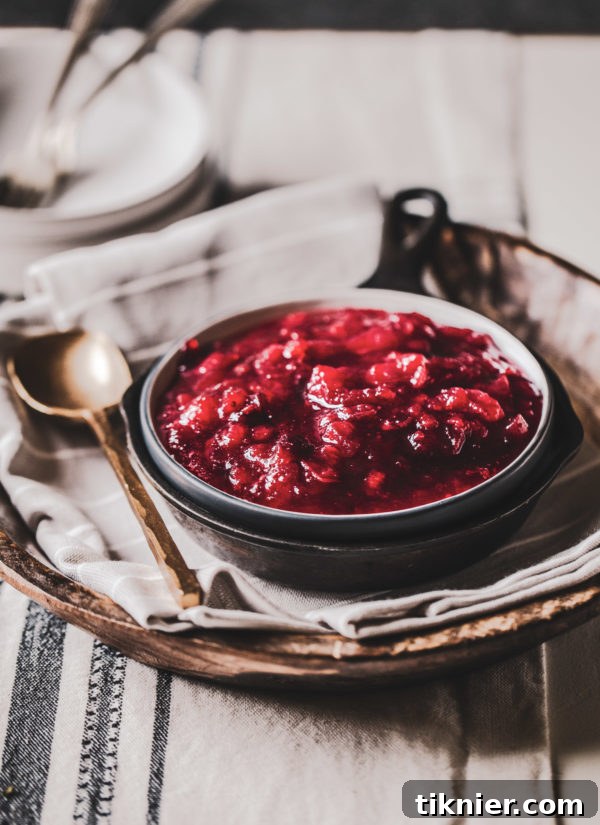 apple cider cranberry sauce with festive garnish