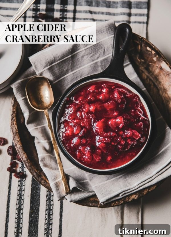 Apple Cider Cranberry Sauce served in a white bowl