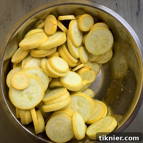 Excess water drained from salted squash
