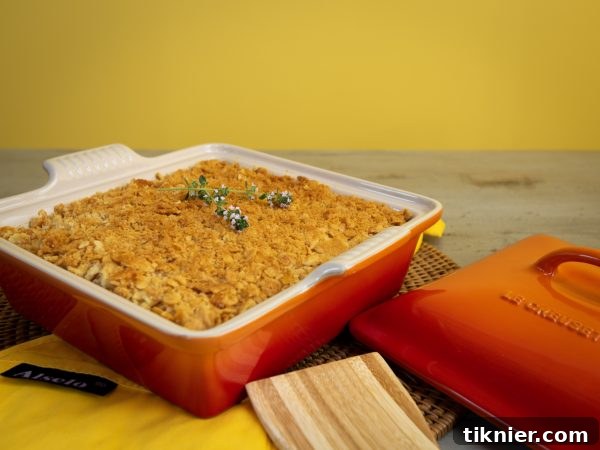Southern Squash Casserole ready to be served