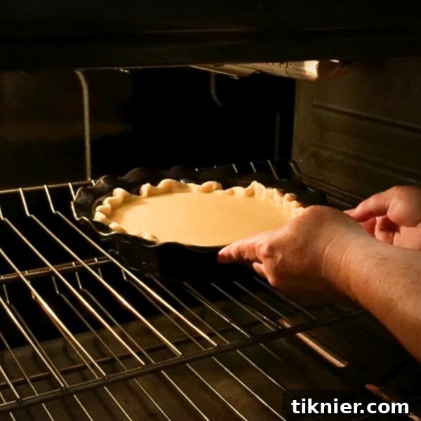 Irresistible Chess Pie 24 a golden-brown chess pie baking inside an oven