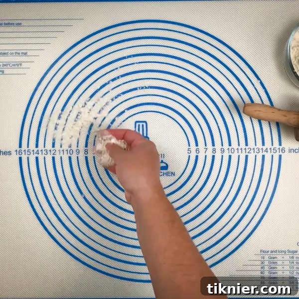 Irresistible Chess Pie 6 flour dusted on a silicone pastry mat, ready for dough rolling