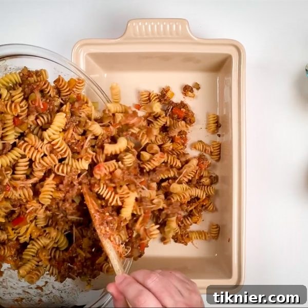Combining Ingredients for Ground Beef Casserole
