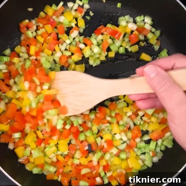 Sautéing Vegetables and Ground Beef for Casserole