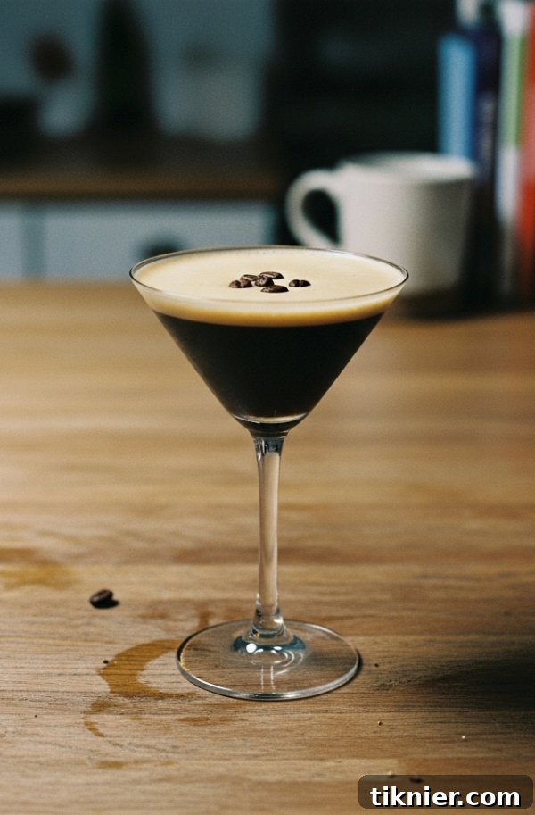Espresso Martini, a sophisticated coffee cocktail, beautifully garnished and ready to be enjoyed.