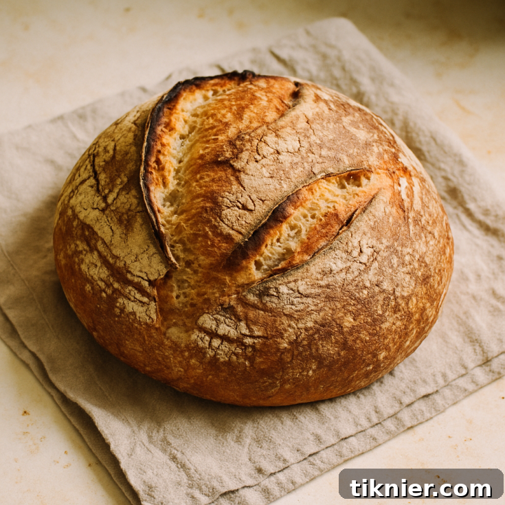 Sourdough bread sliced on a wooden board