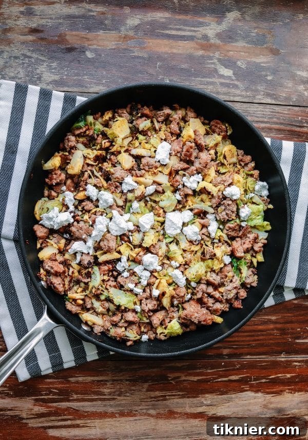 Low Carb Breakfast Hash with Chorizo and Goat Cheese, a flavorful and budget-friendly breakfast option.