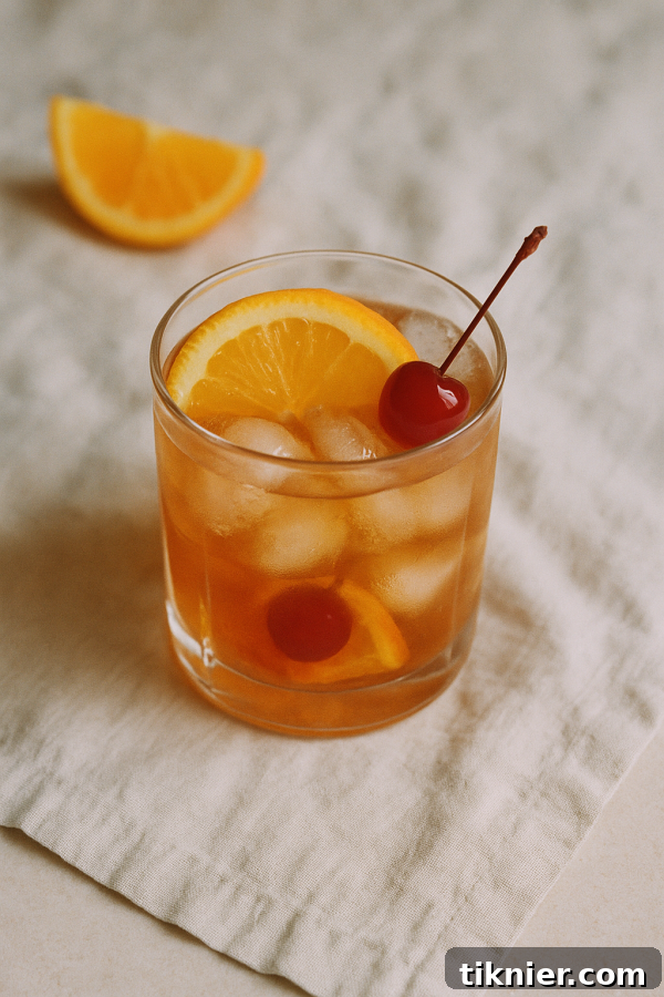 Classic Wisconsin Old Fashioned cocktail with muddled fruit, brandy, and a cherry garnish