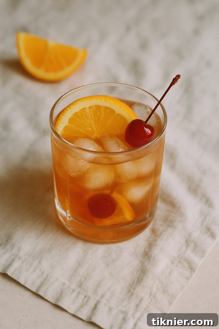 Wisconsin Old Fashioned with a cherry and orange garnish