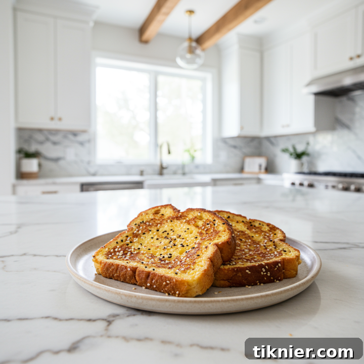 Eggless French Toast with Coconut Cream & Toasted Sesame Seeds