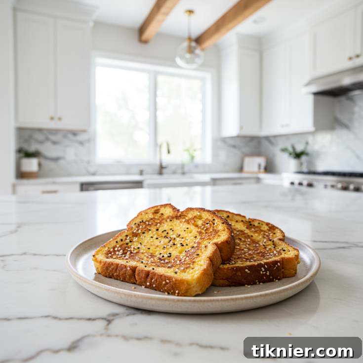 Eggless French Toast with Coconut Cream & Toasted Sesame Seeds