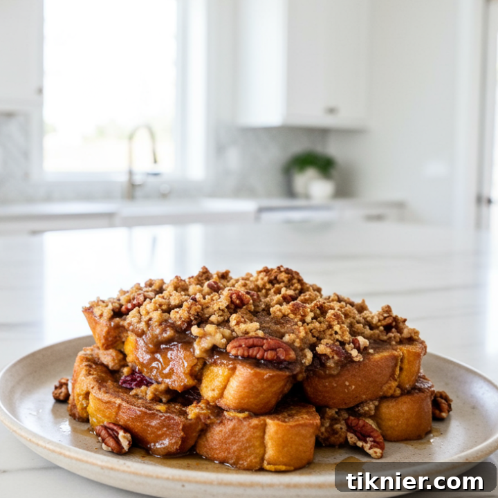 Pumpkin French Toast with Spiced Pecan Crumble