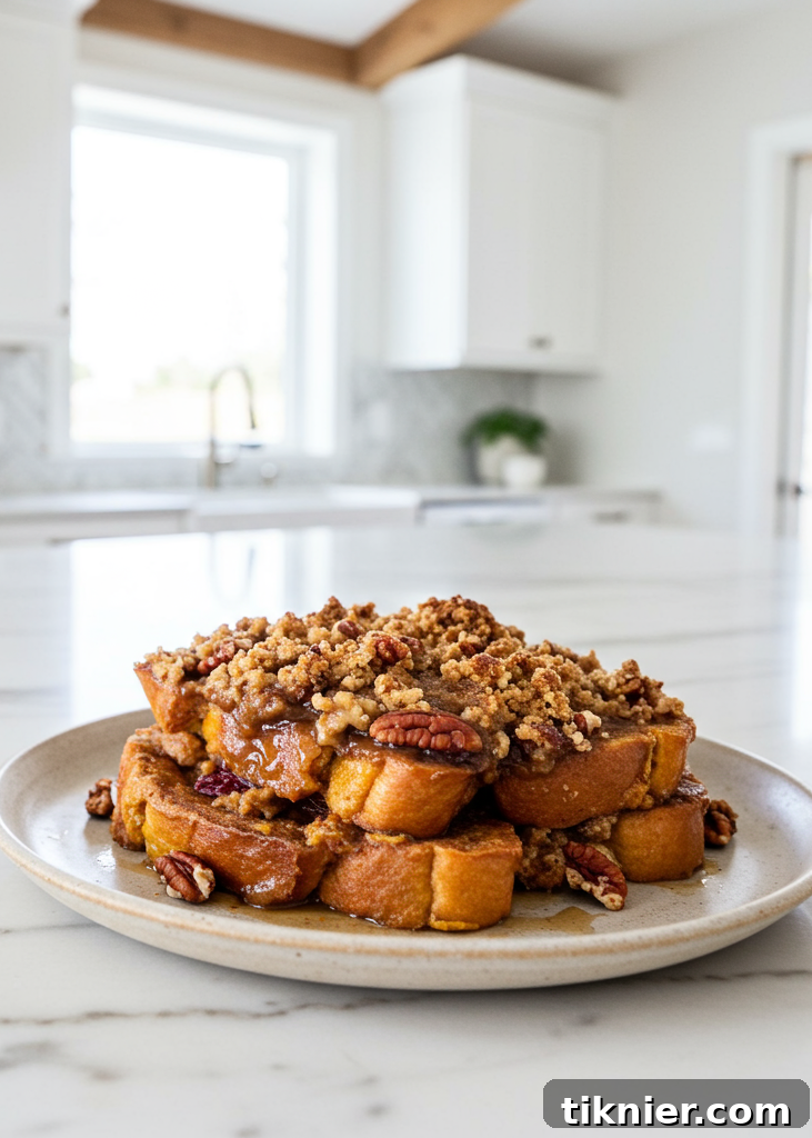 Pumpkin French Toast with Spiced Pecan Crumble final serving suggestion