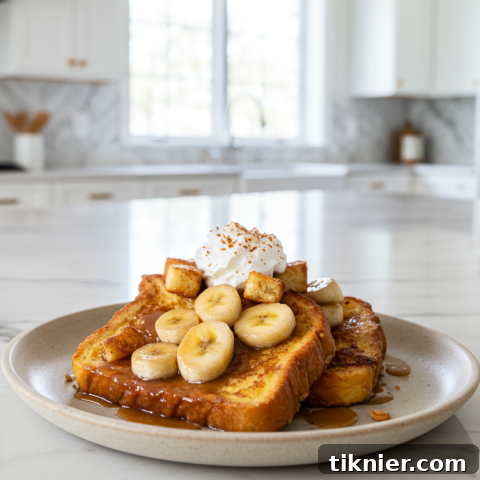 Bananas Foster French Toast with Bourbon Caramel Dust