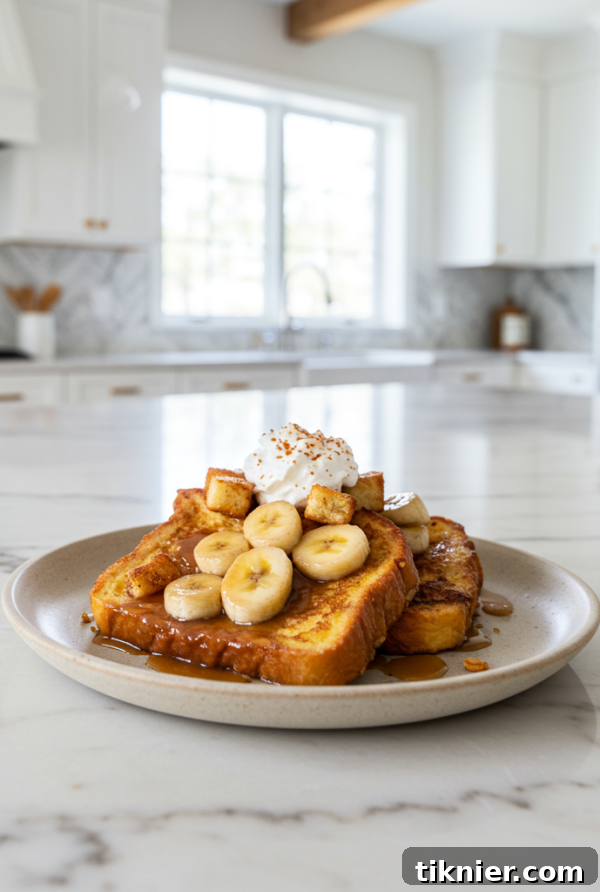 Bananas Foster French Toast with Bourbon Caramel Sauce