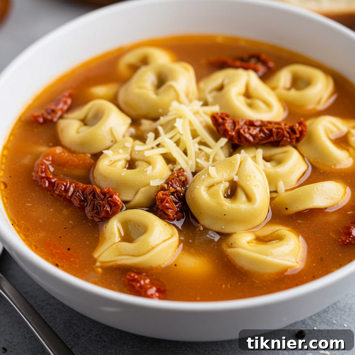 Slow Cooker Tortellini Soup with Sun-Dried Tomatoes