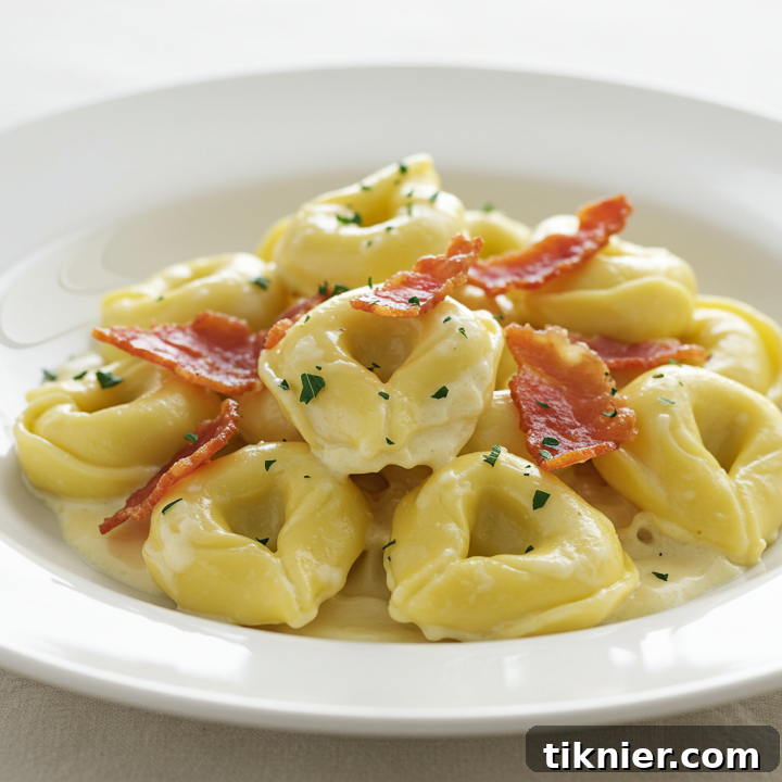 Three Cheese Tortellini with Crispy Prosciutto