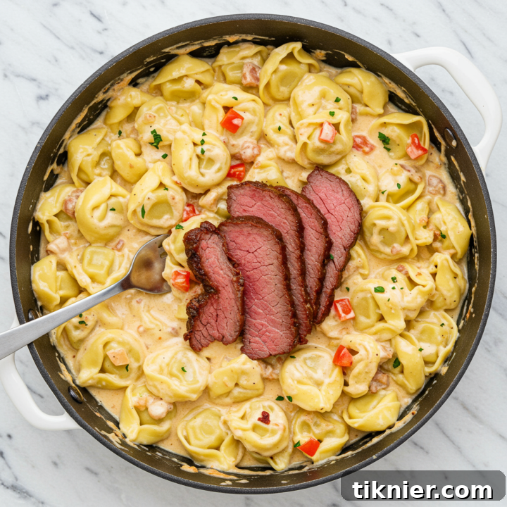 Philly Cheesesteak Tortellini with Giardiniera