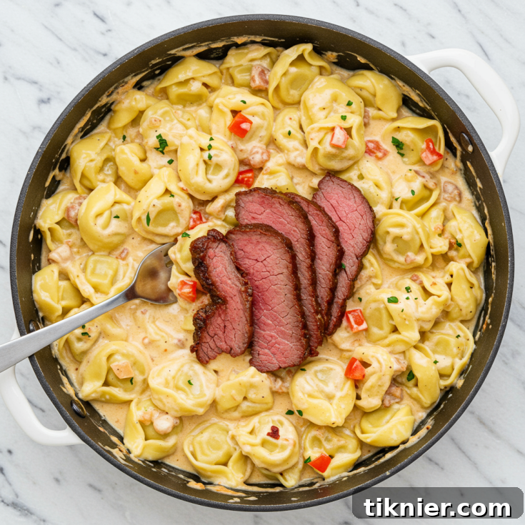 Philly Cheesesteak Tortellini with Giardiniera