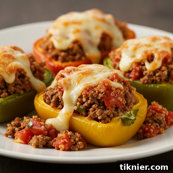 Stuffed Bell Peppers cooking in a baking dish