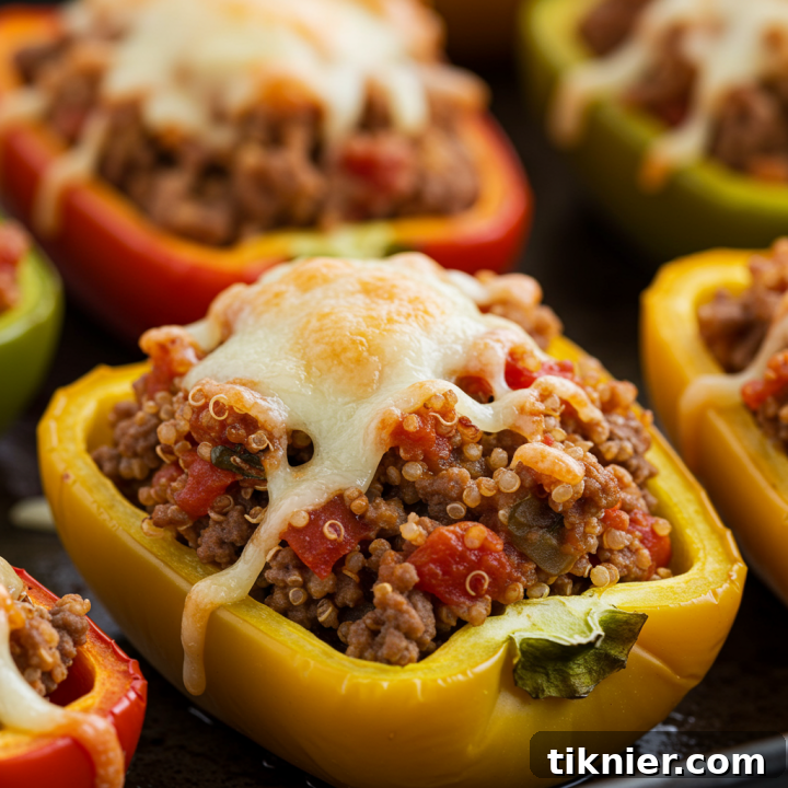 Easy Stuffed Peppers Recipe Bursting with Quinoa, Ground Beef, and Veggies