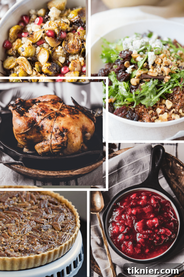 A beautifully set Thanksgiving dinner table with a roasted turkey, various side dishes, and elegant decor, creating a festive and inviting atmosphere.