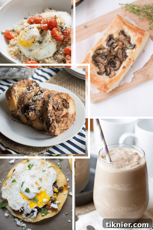 Delicious and varied breakfast spread with fresh ingredients