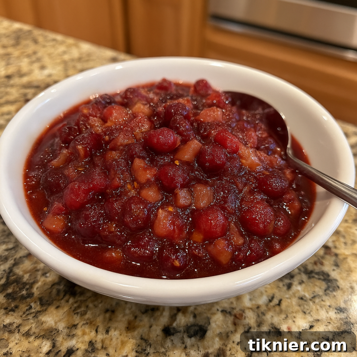 Exquisite Pear Cranberry Relish with a hint of Brandy
